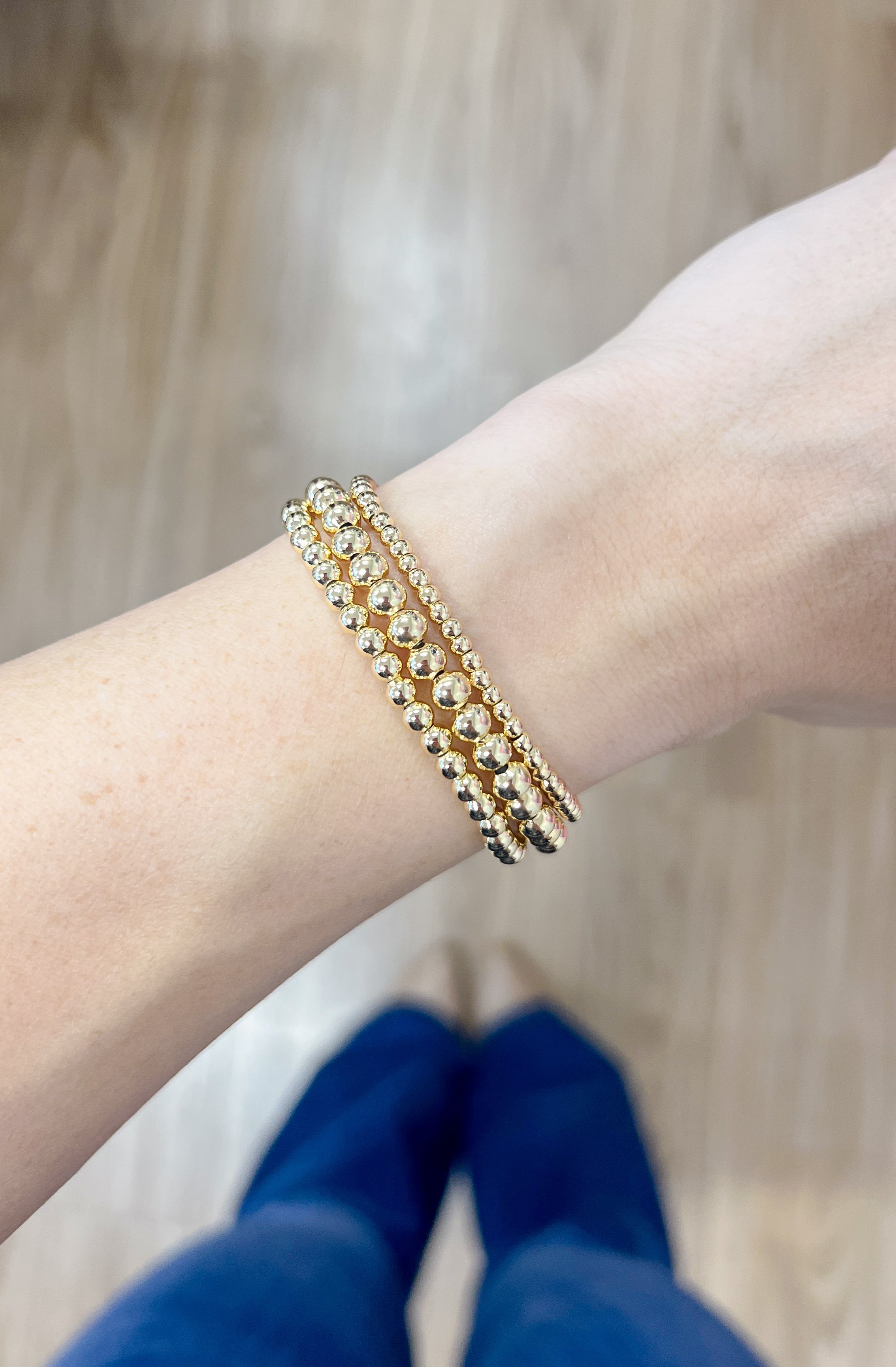 The Prancer Gold Ball Stack Bracelets