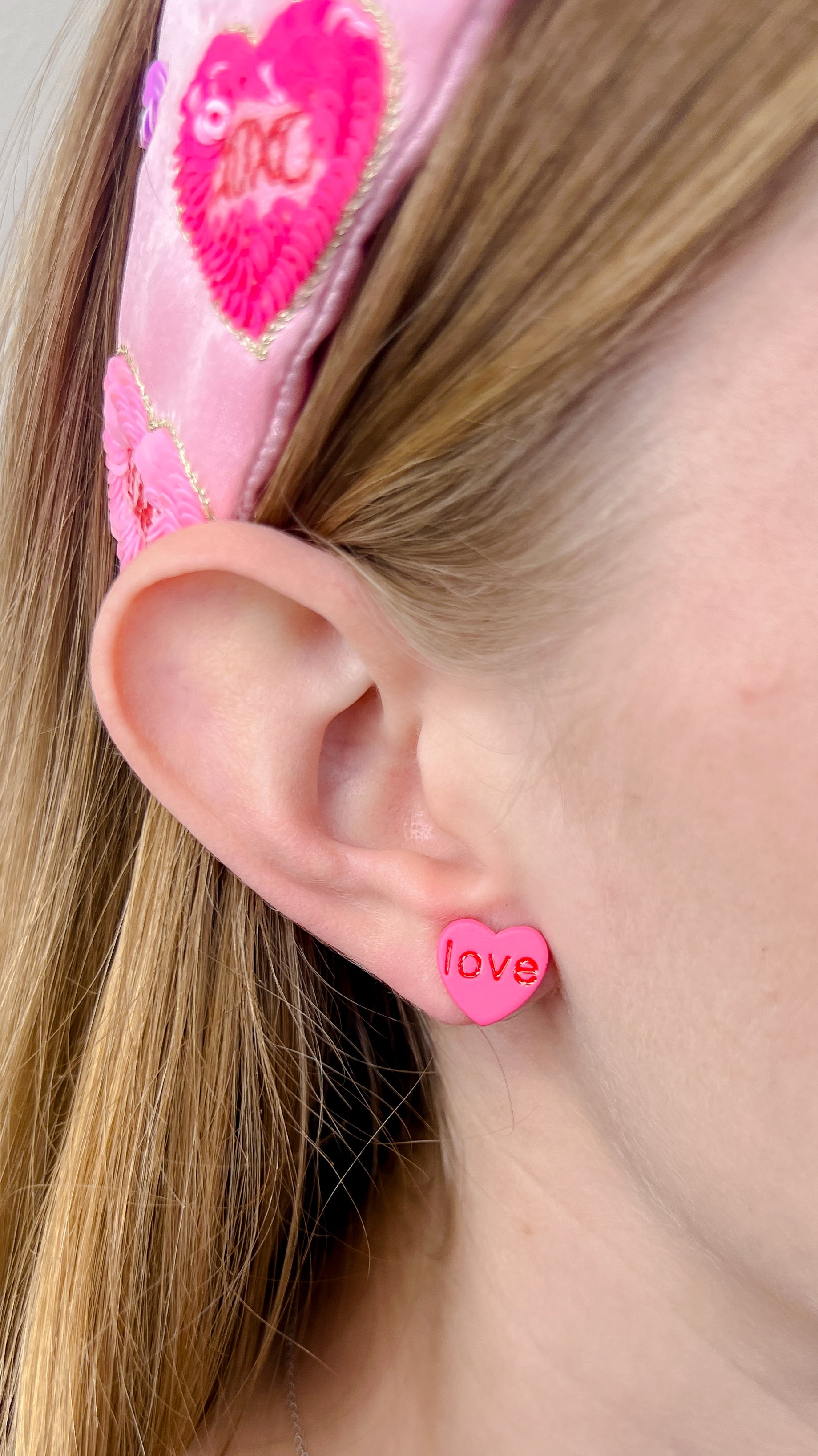 Set of 3 Pink, Pearl & Lavender Heart Earrings