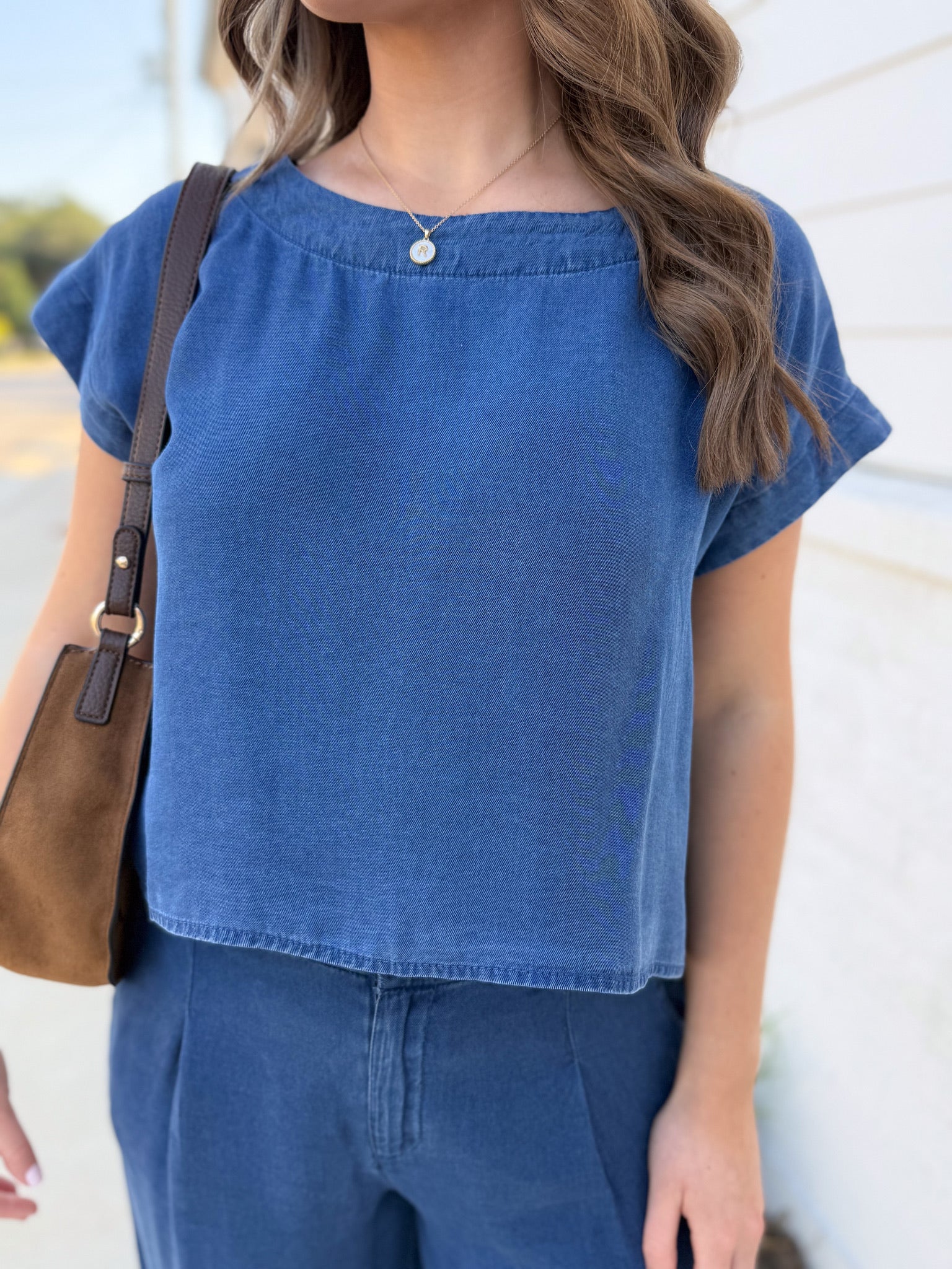 Denim Days Button Detail Top