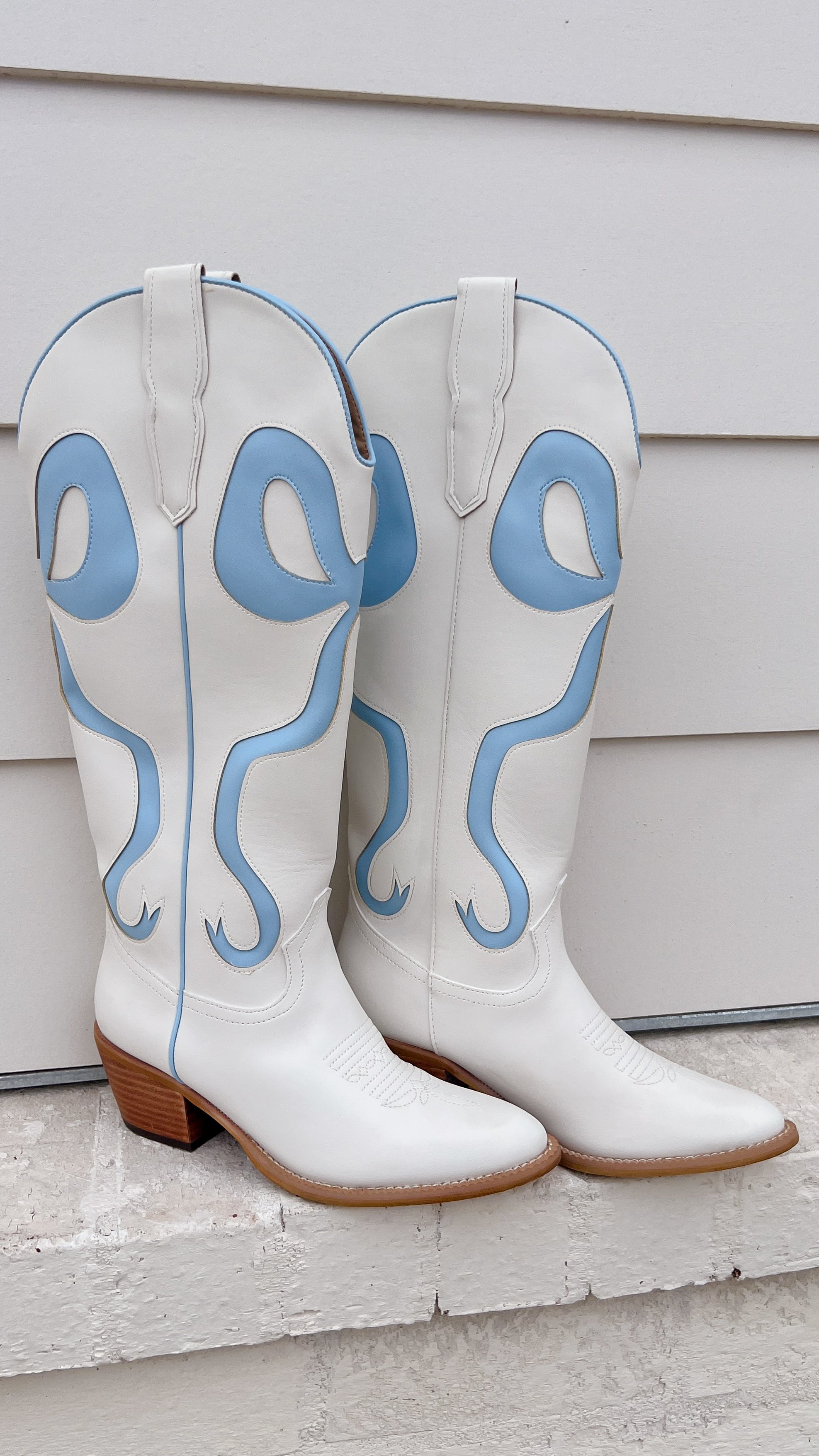 Ruby White/Blue Tall Western Boot