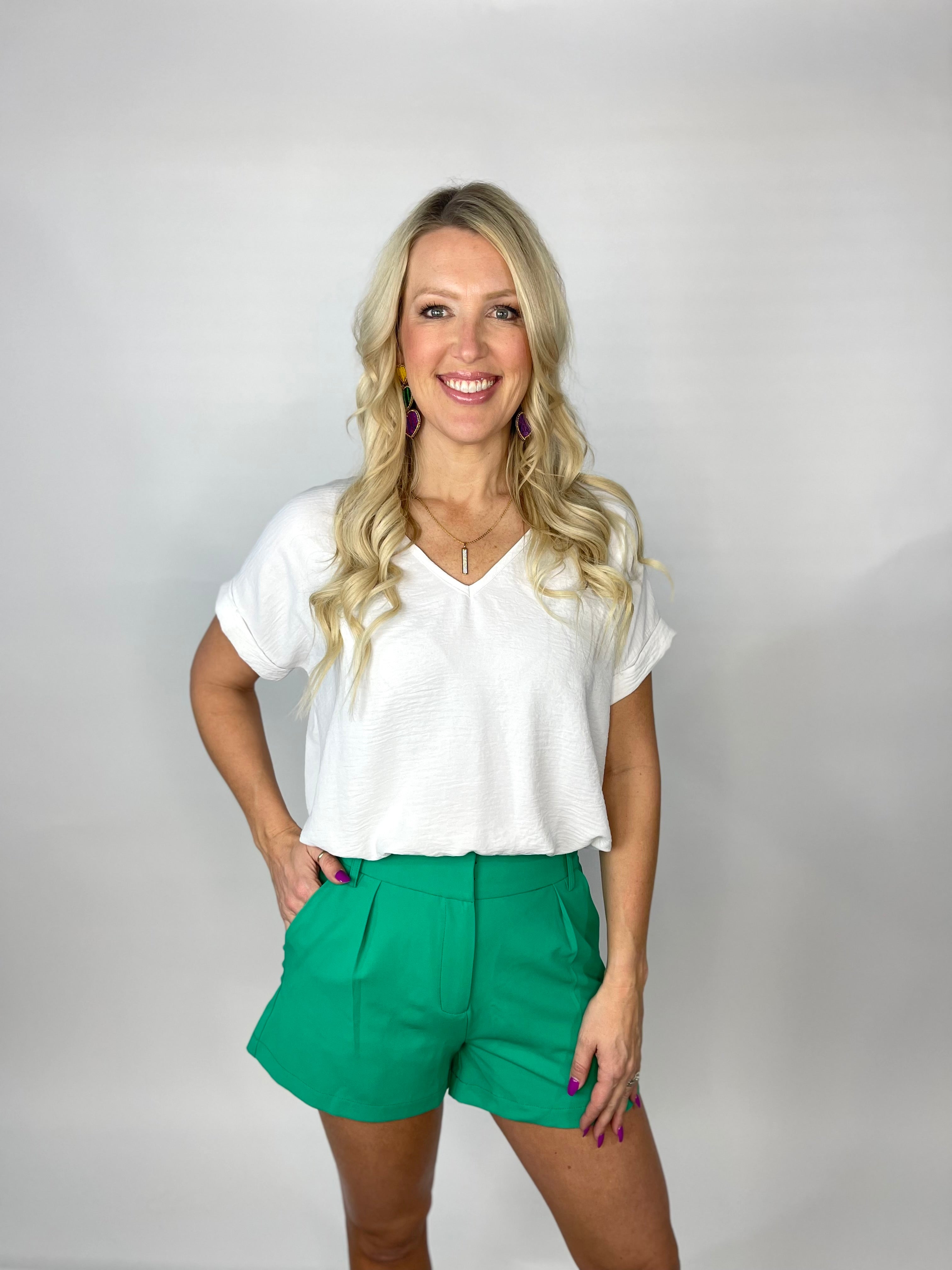 On The Go Green High Waisted Shorts