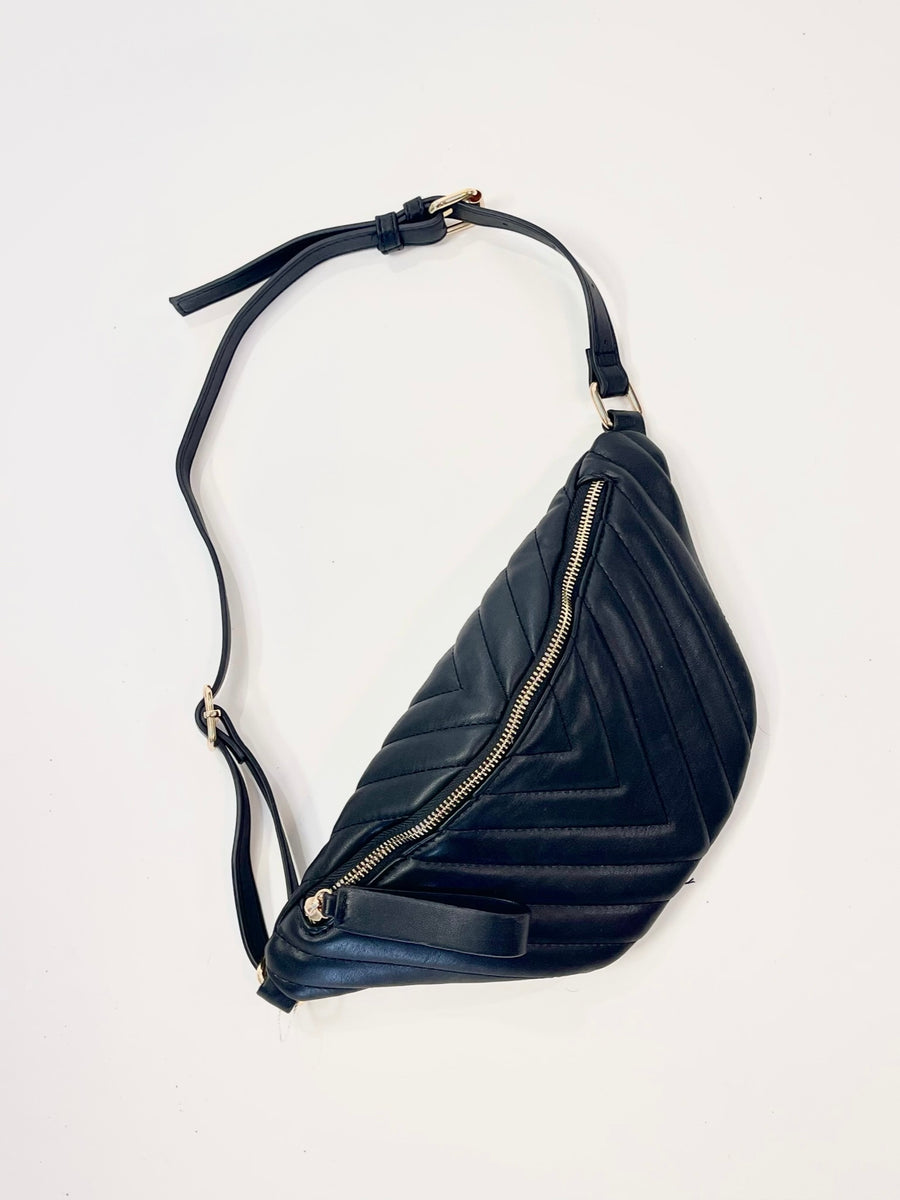 Charlotte Black Quilted Belt Bag Ivory Rose Boutique