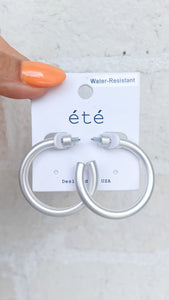 Silver Matte Hoop Earrings
