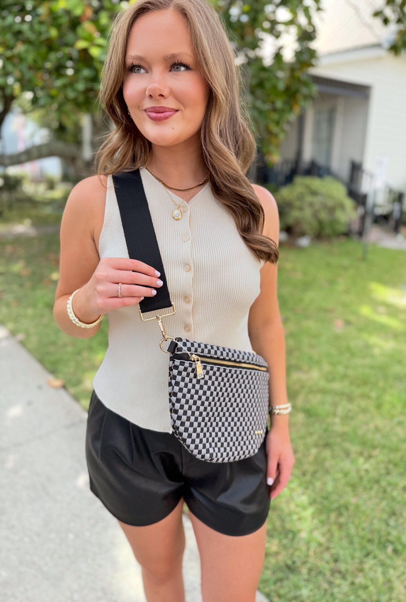 Westlyn Woven Checkered Light Bum Bag