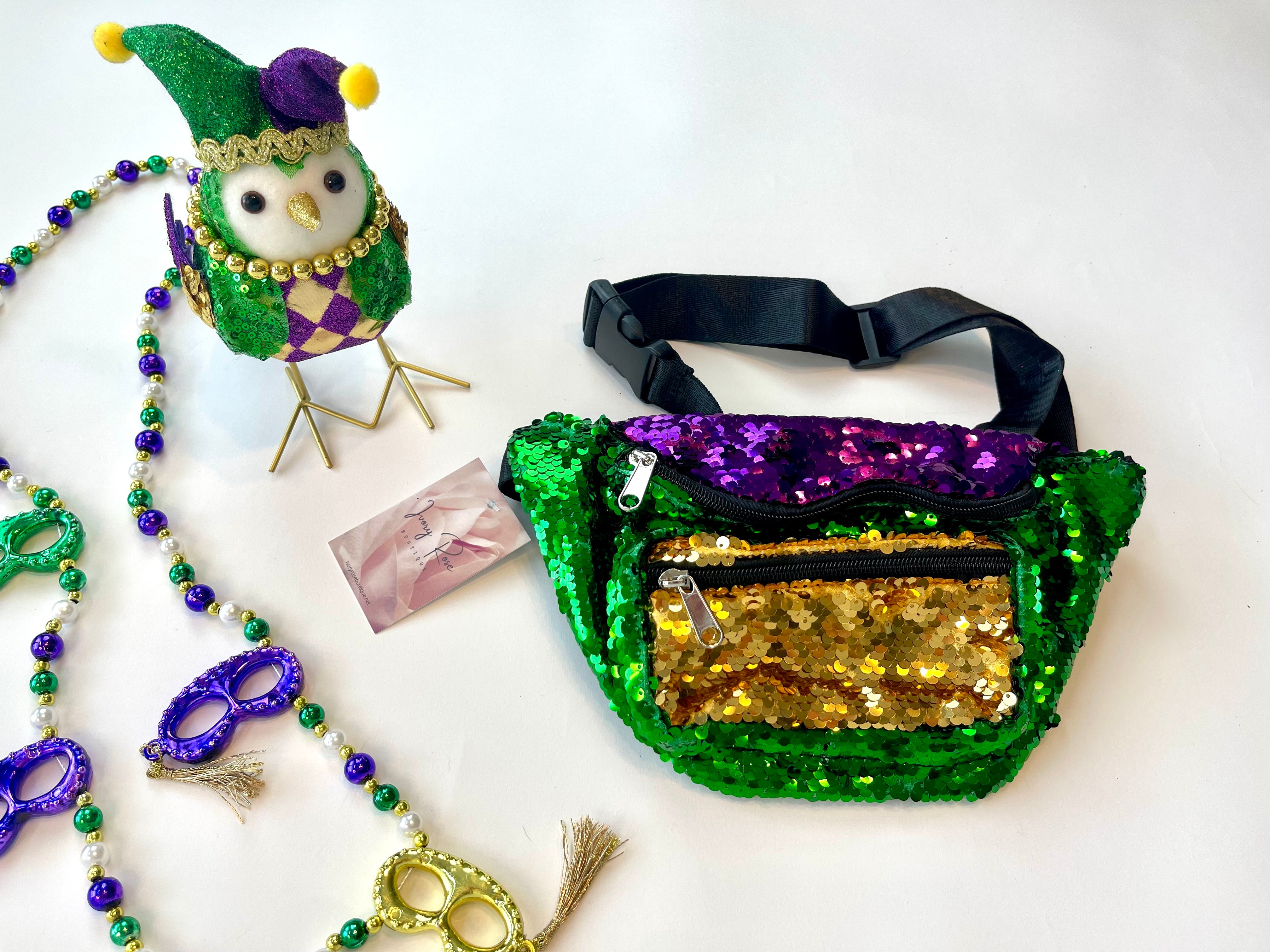 Purple, Green, & Gold Sequin Fanny Pack