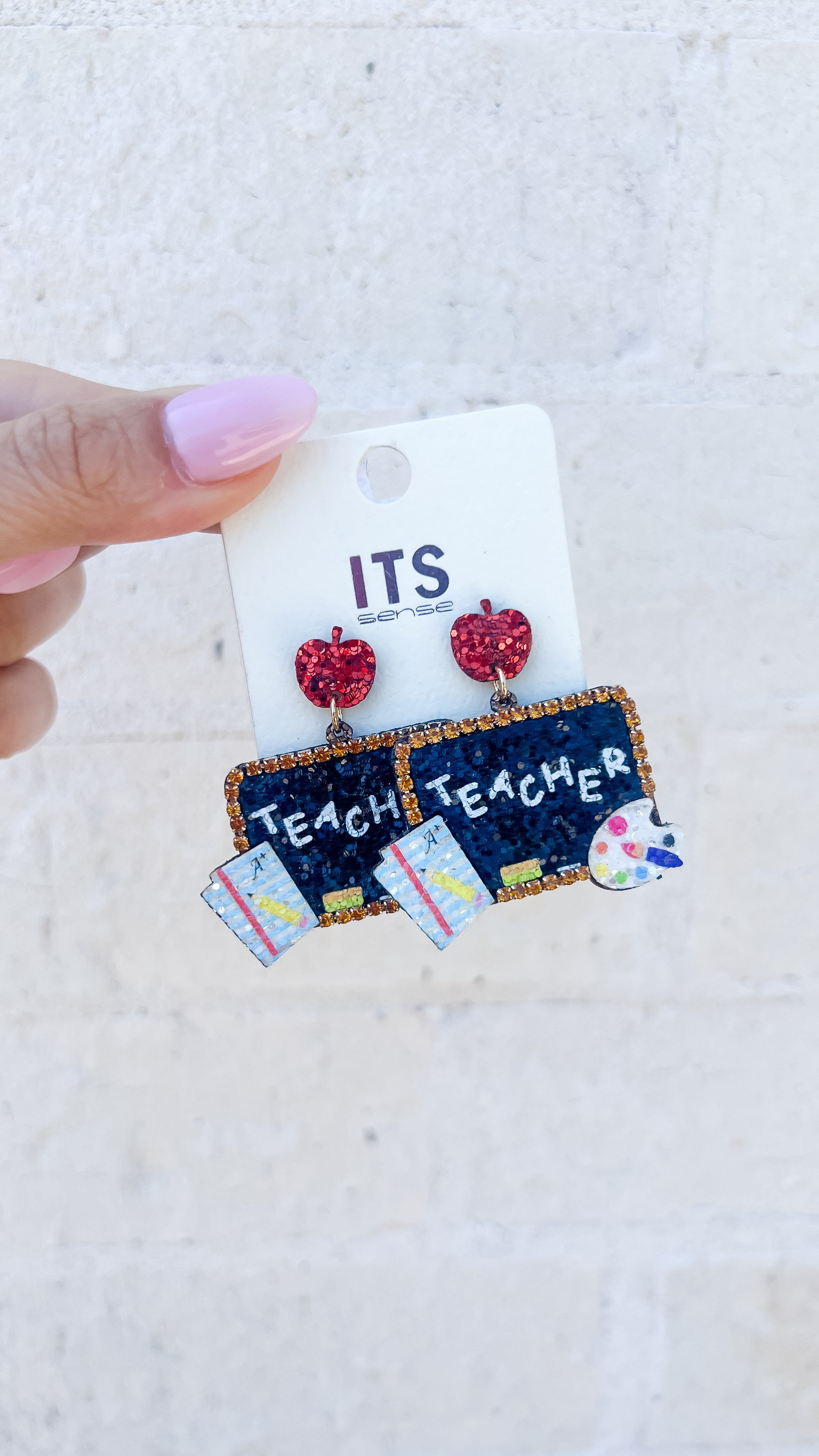 Apple Stud Teacher Sign Earring