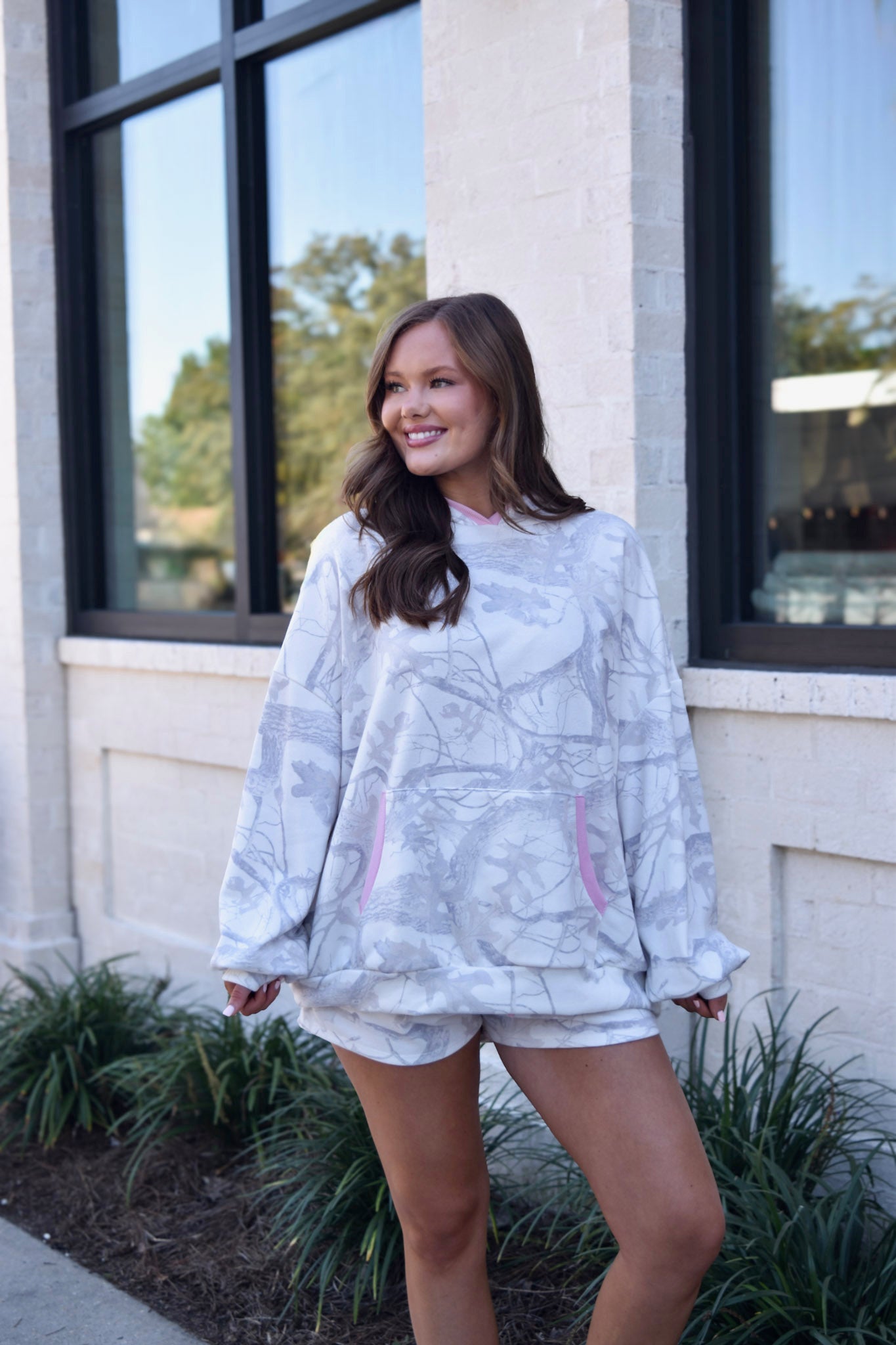 Snow Camo Print Hooded Sweatshirt