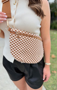 Westlyn Woven Checkered Brown Bum Bag