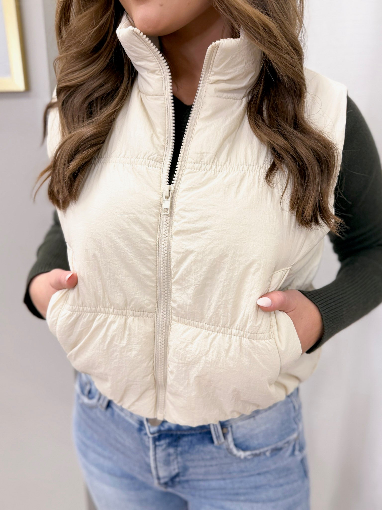 Meet For Coffee Ivory Puffer Vest