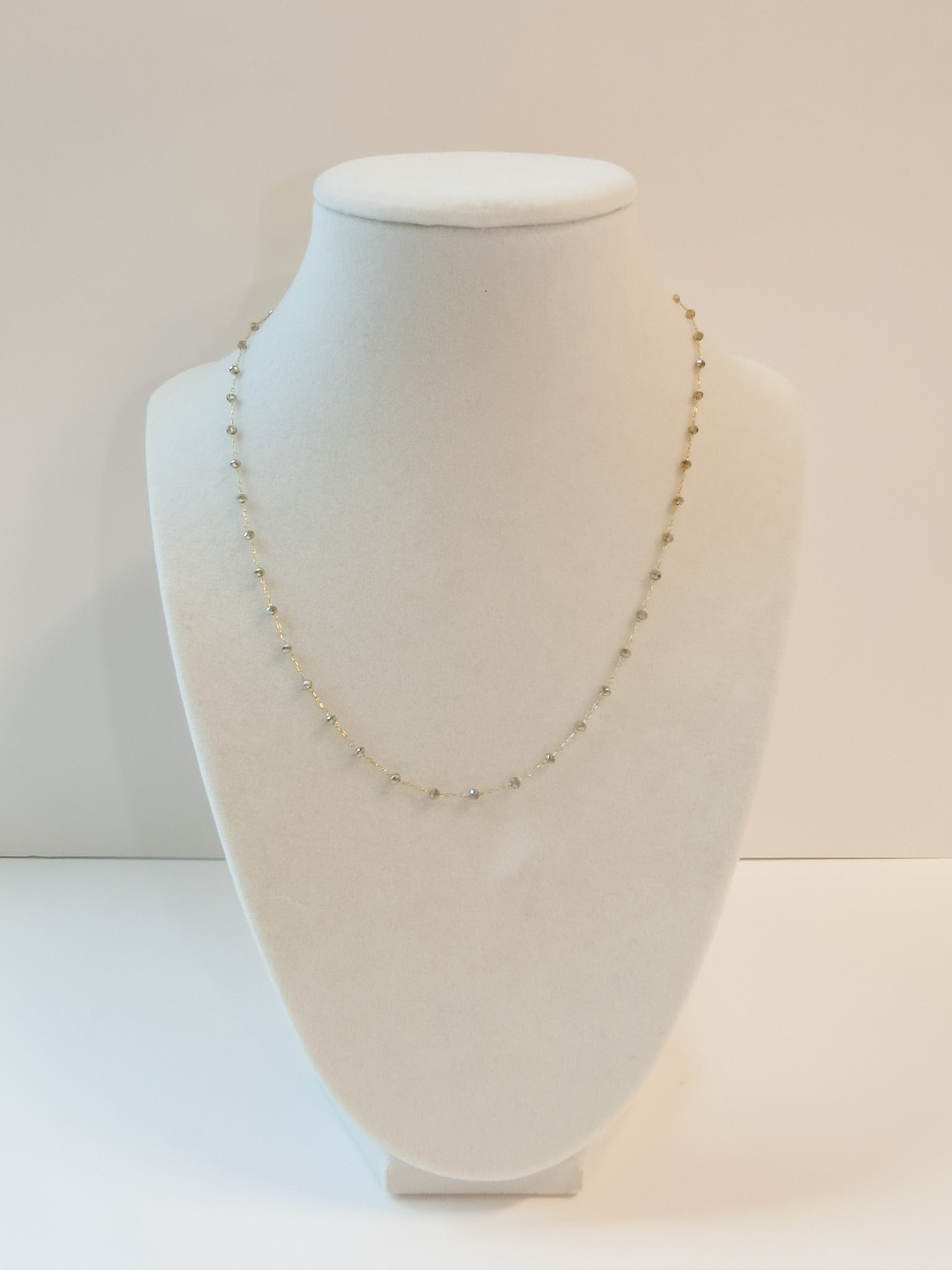 Mini Dianty Grey Glass Crystal 15" Necklace