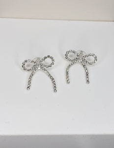 Silver Diamond Bow Earrings