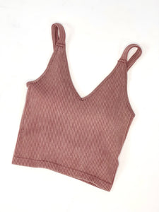 Lets Stay In Red Bean Ribbed Bralette