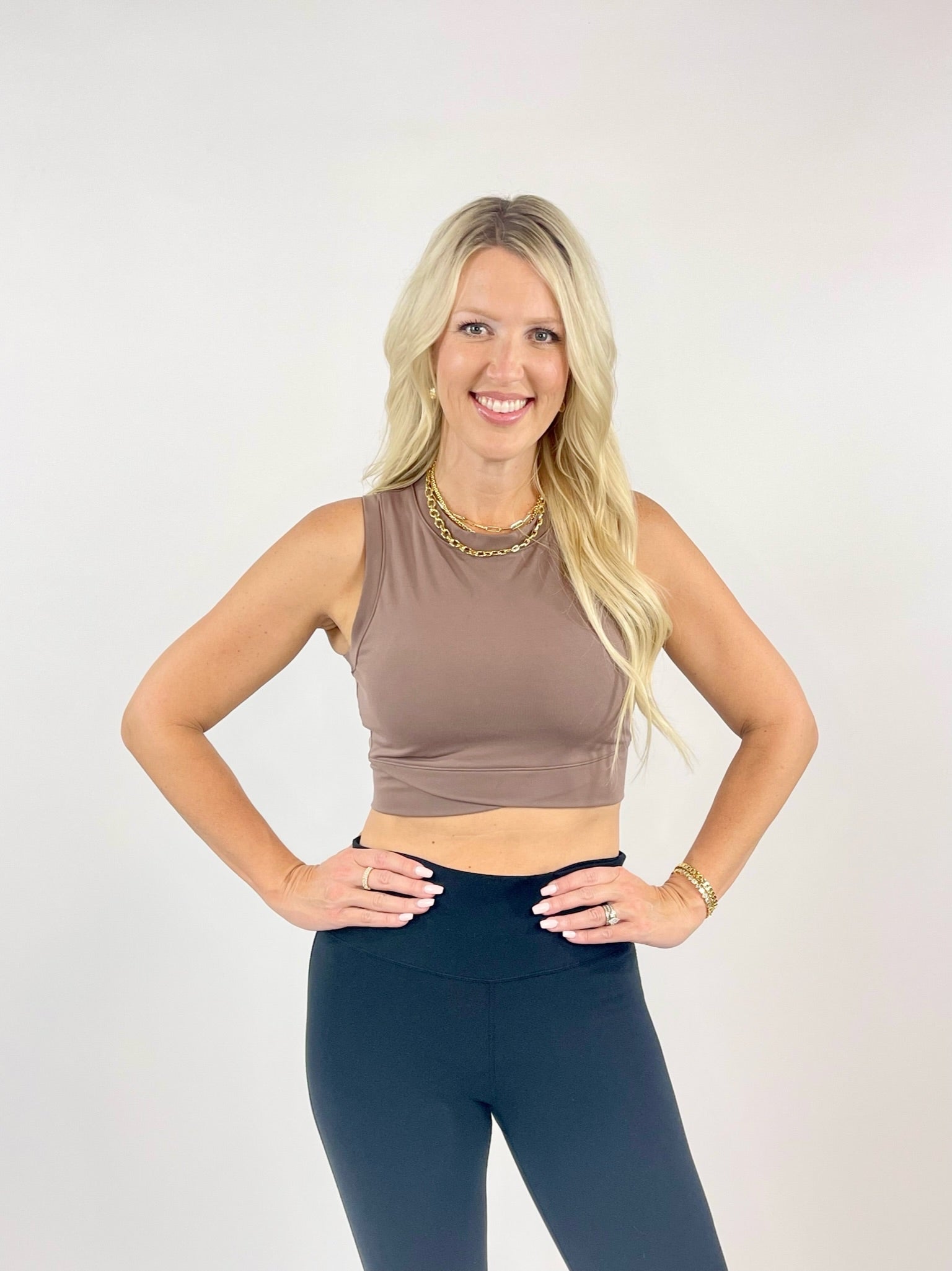 Always Happy Venice Crossover Taupe Active Top
