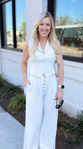 On Island Time Natural Linen Vest Top