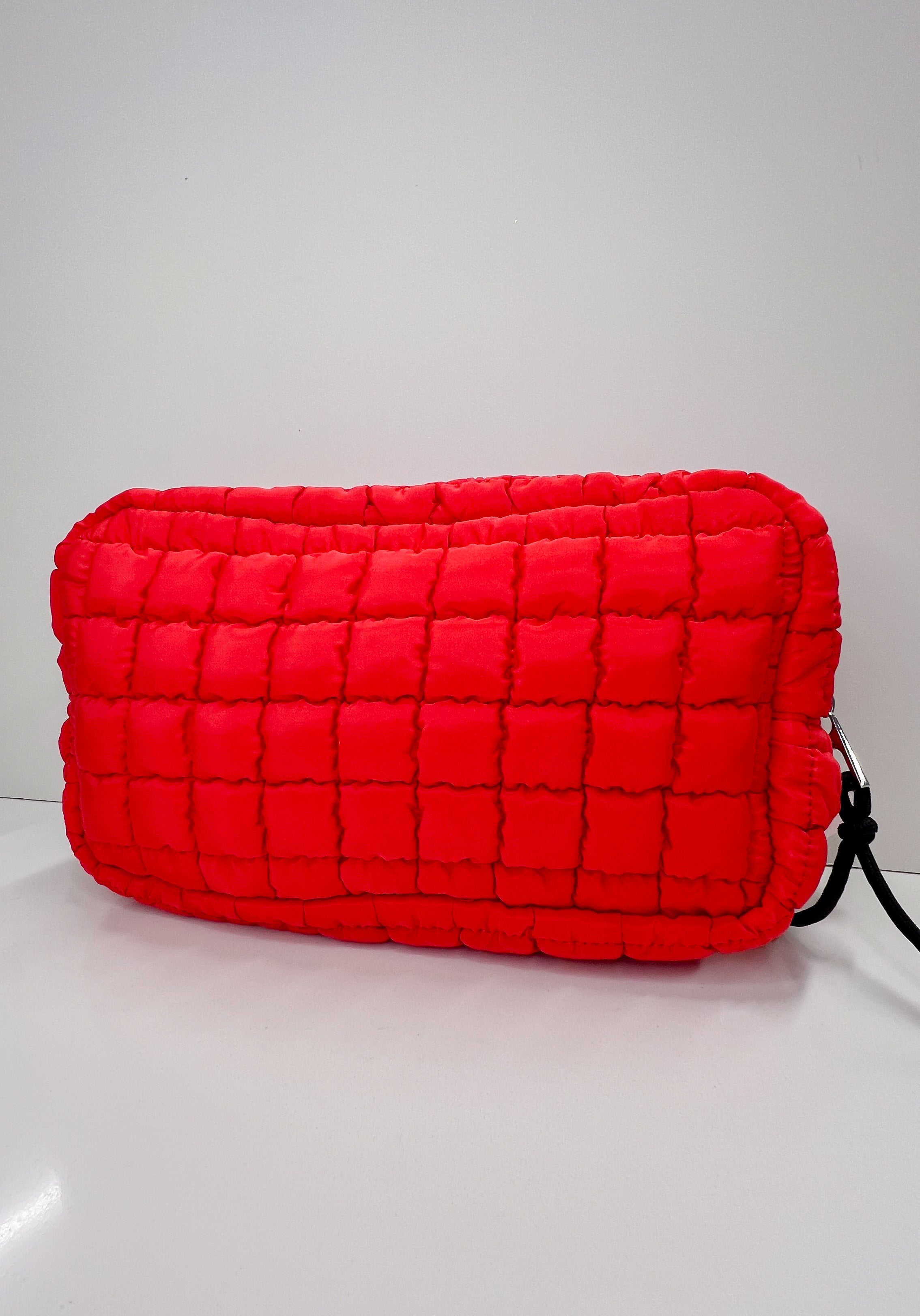 Puffer Quilted Makeup Bag Red