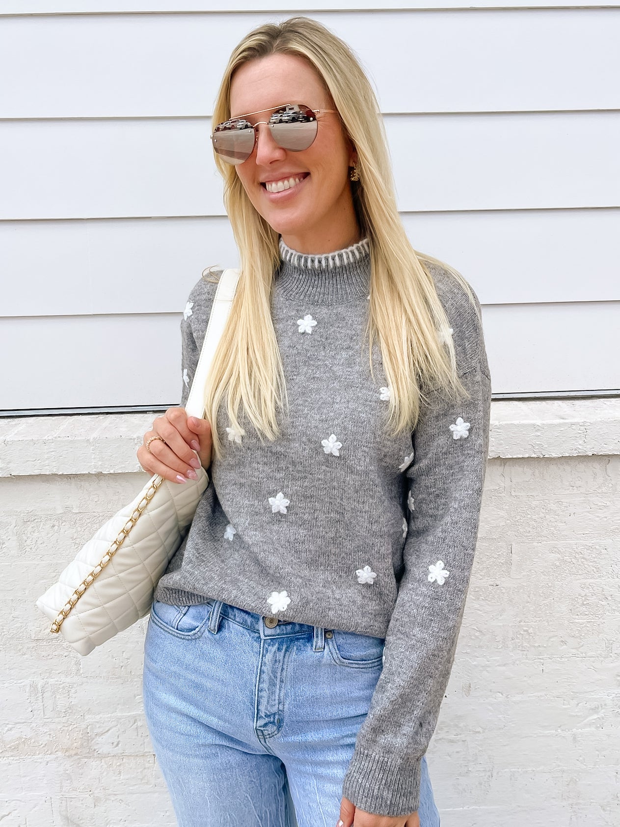 Flower Child Grey Sweater