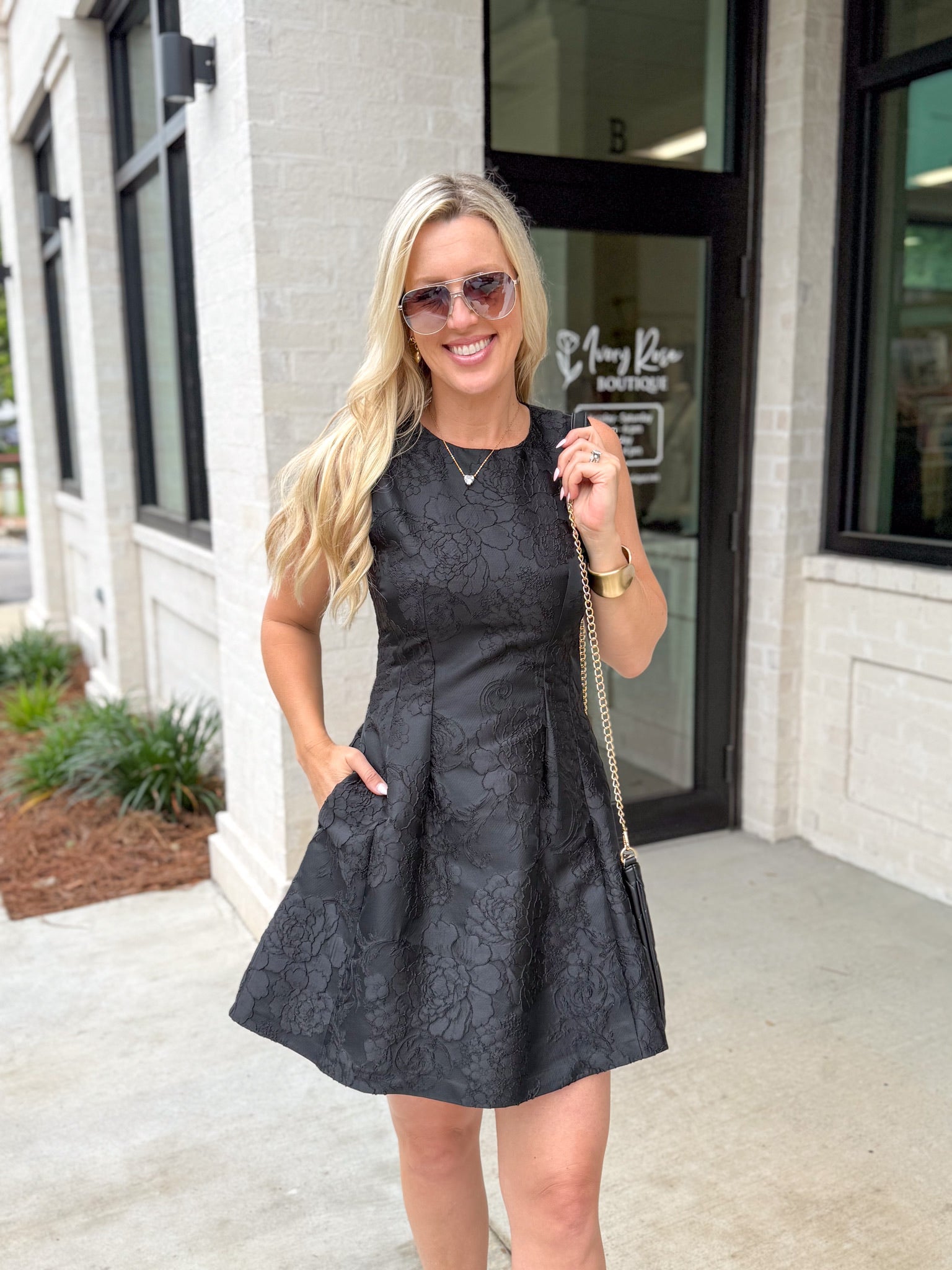 Garden Of Roses Black Lace Fit And Flare Dress