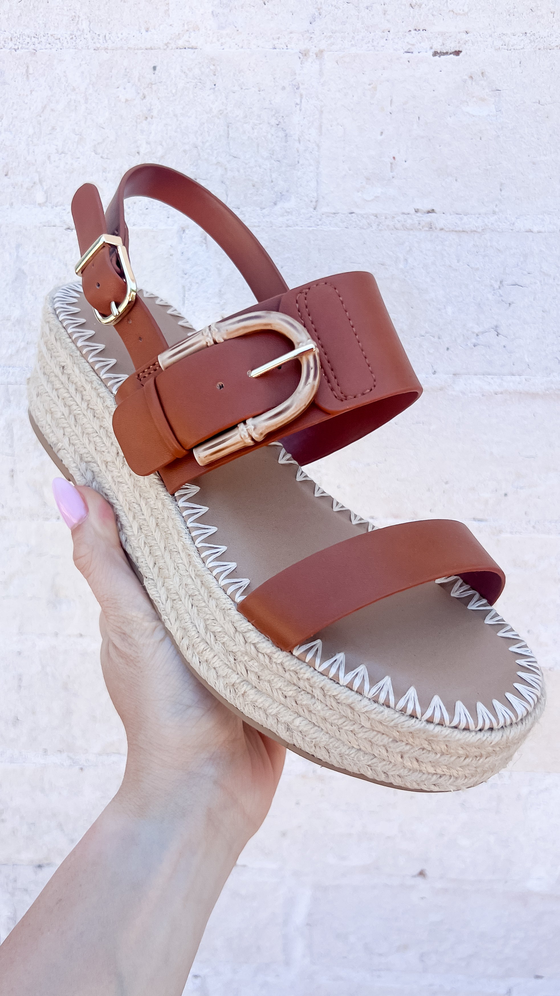 SUZY CAMEL DOUBLE STRAP BRAIDED WEDGE