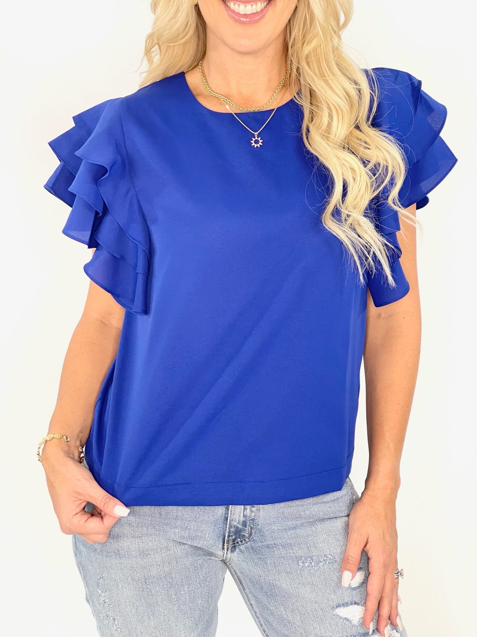 Easy To Love Royal Blue Flowy Sleeve Top