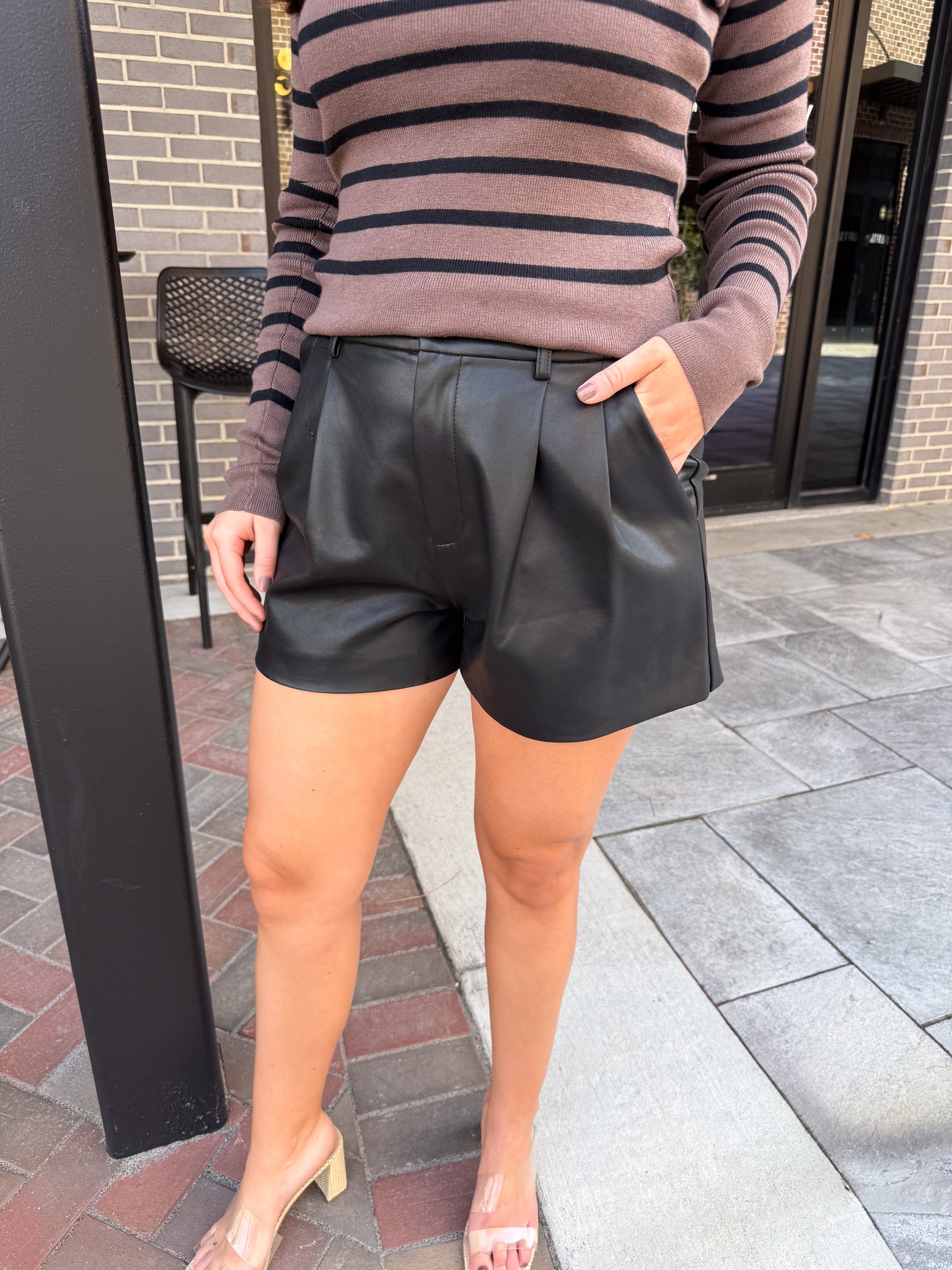 Sadie Black Leather Shorts
