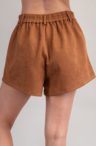 Final Moments High Wasted Brown Suede Shorts