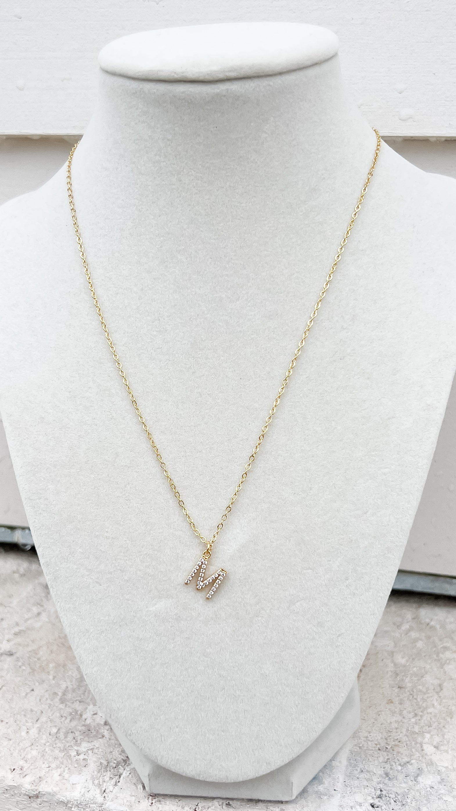 Pave Stone Initial Necklace