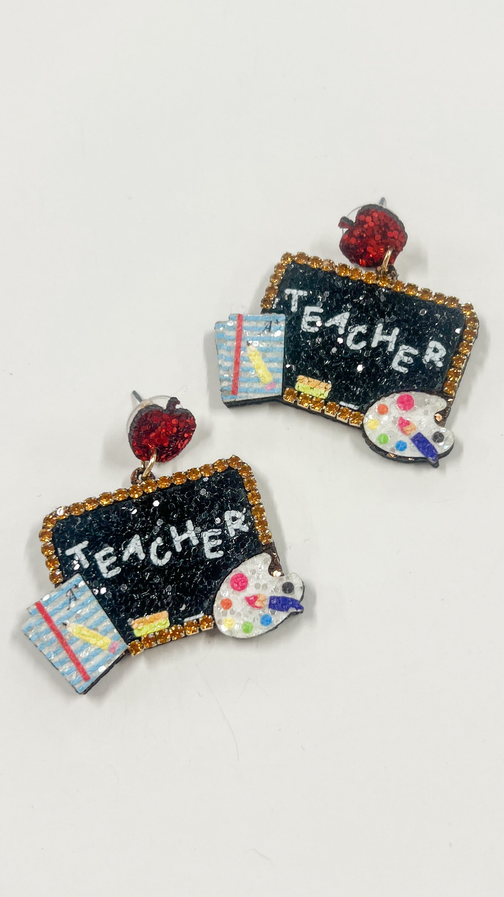 Apple Stud Teacher Sign Earring
