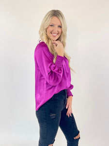 More To Love Magenta Silk Top