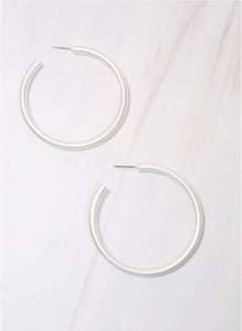 Arden Satin Matte Silver Hoop Earrings
