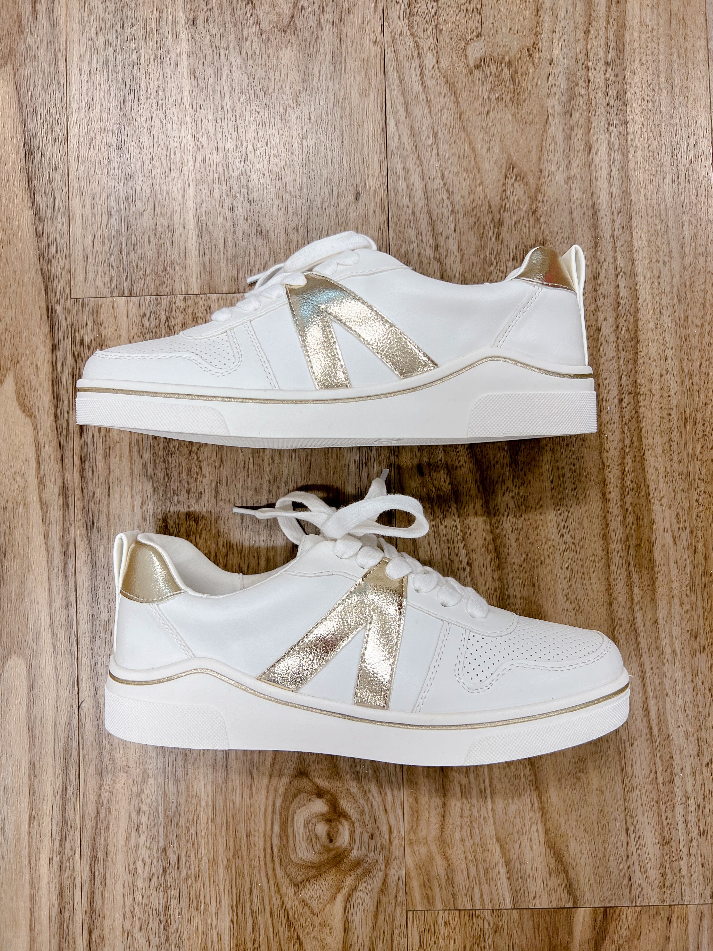 Anna White w/ Gold Accent Sneakers