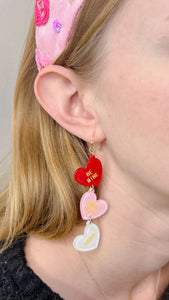 Three Tiered Heart Earrings