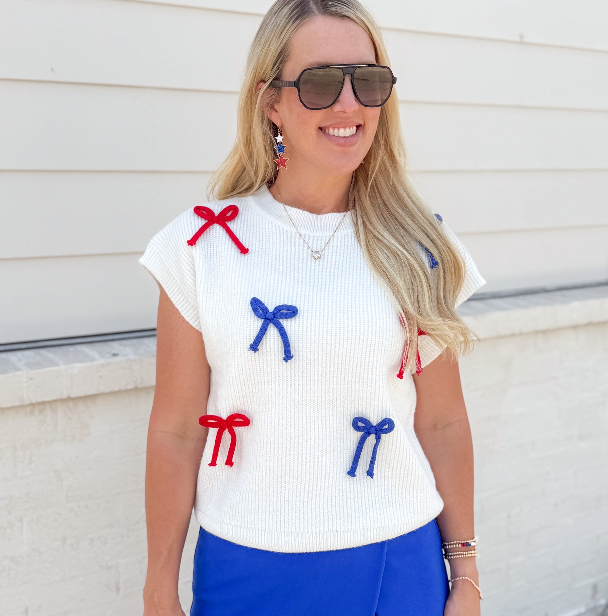 Red and Blue Bow Sweater