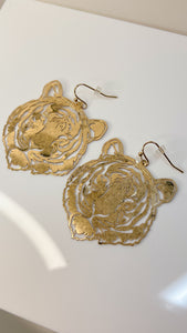 Tiger Face Gold Earrings