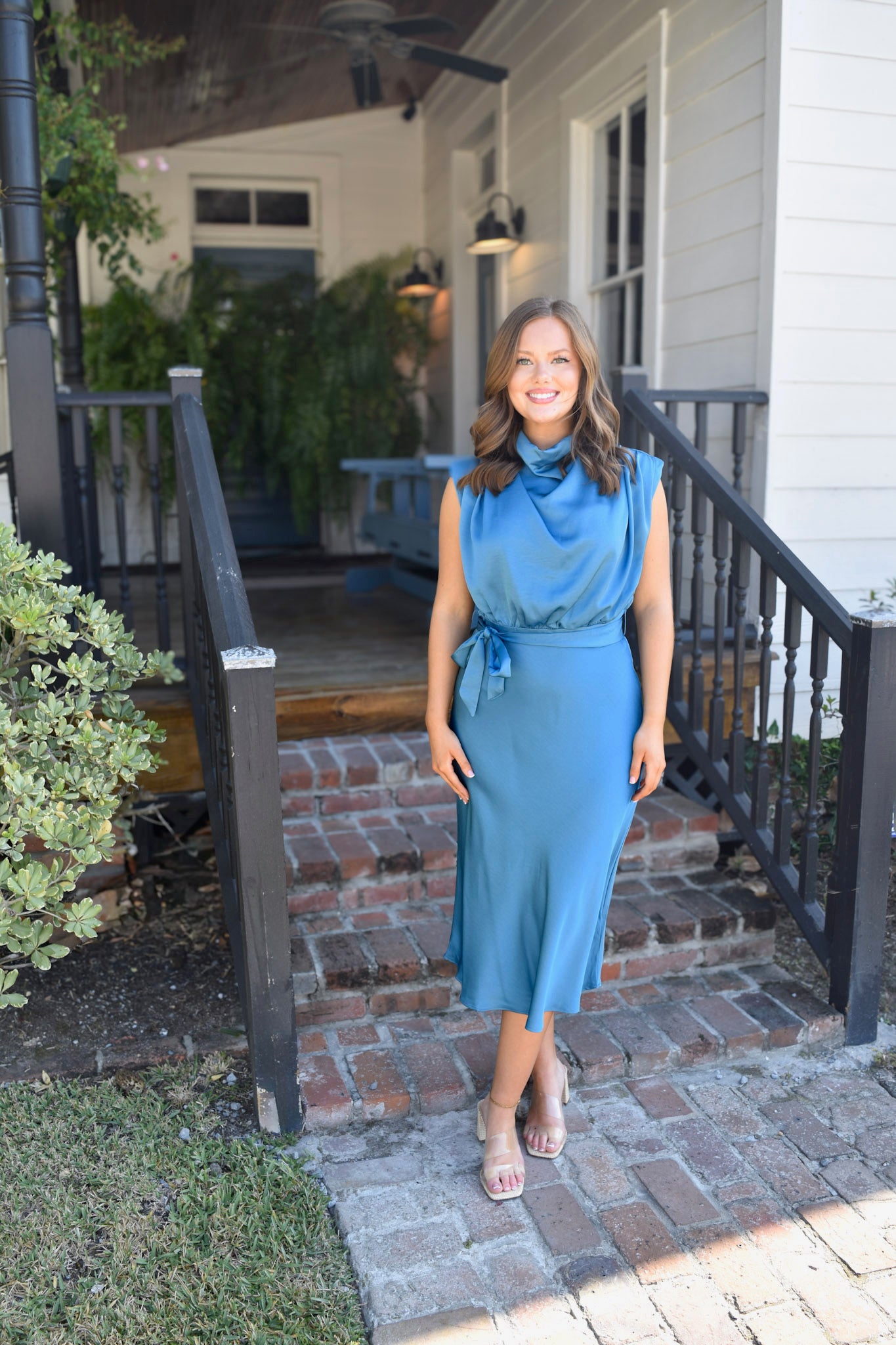 Abbigail Blue Silk Midi Dress