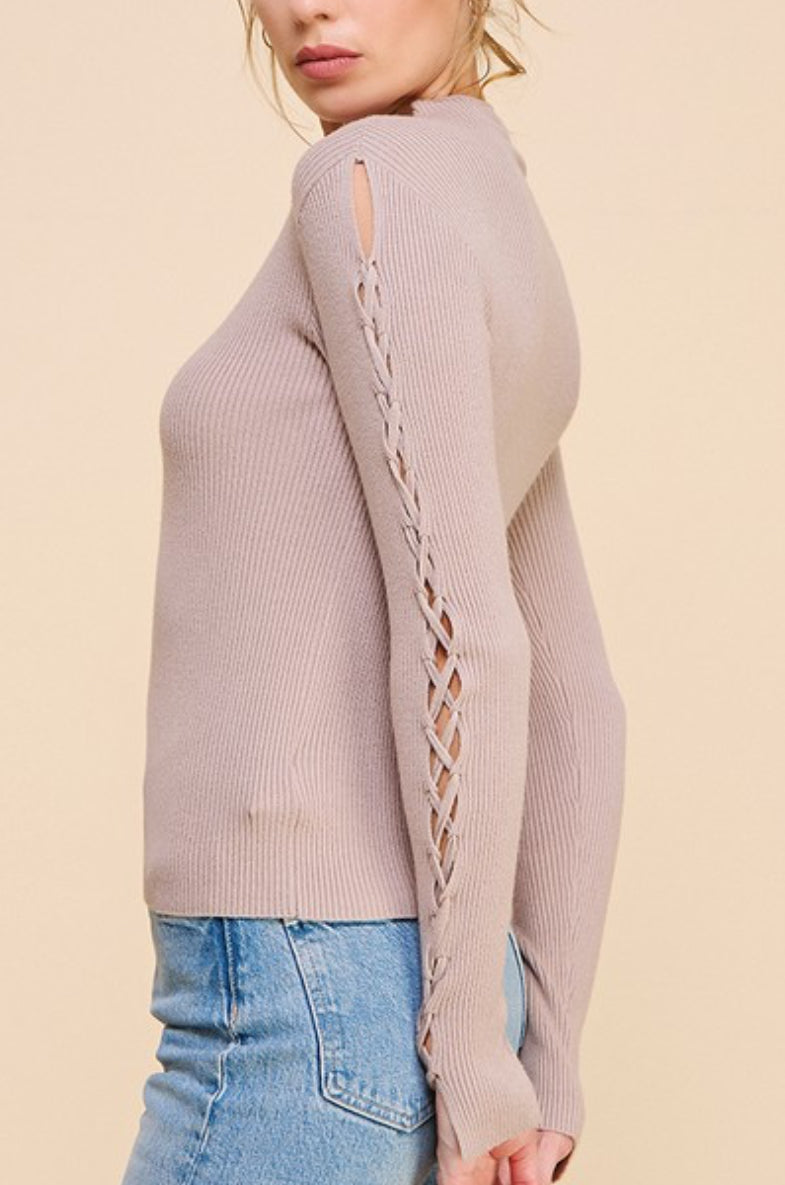 Up To Me Fitted Soft Truffle Mock Sweater