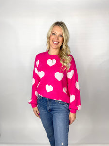 One True Love Rose Pink Heart Sweater