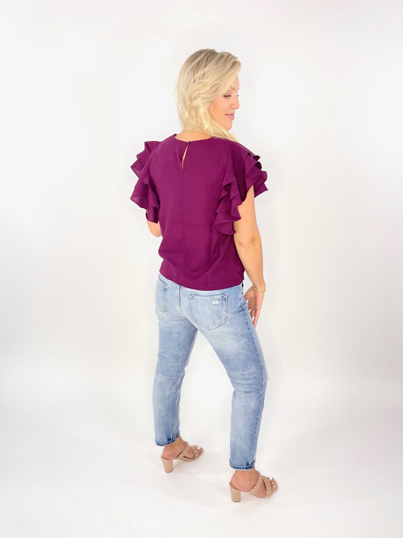 Easy To Love Plum Flowy Sleeve Top