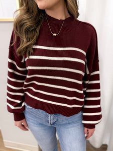Taking Some Time Burgundy Knit Sweater