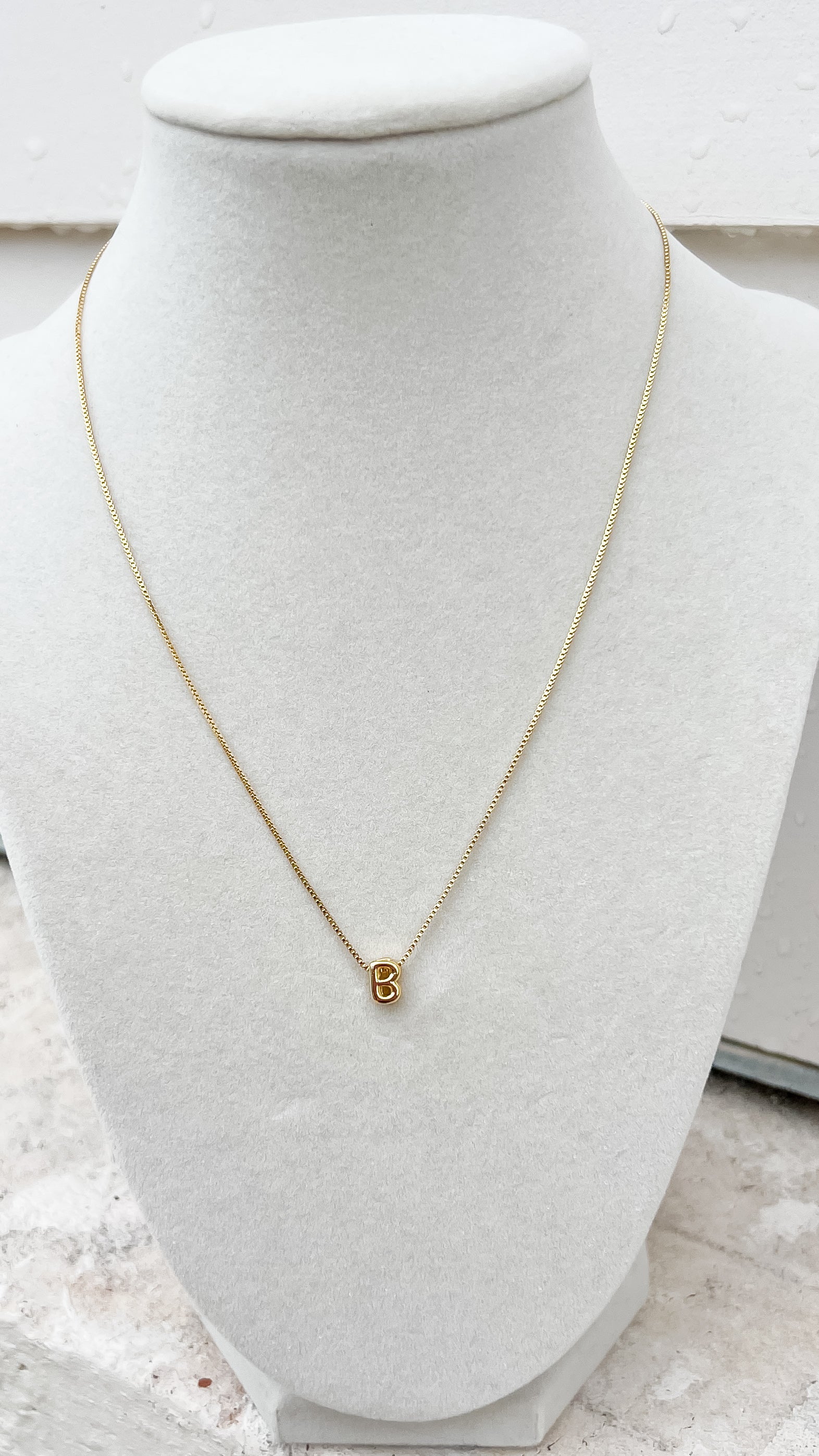 Gold Bubble Initial Necklace