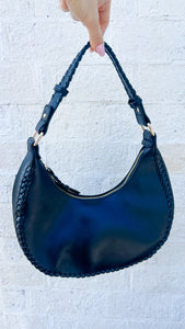 Aria Whipstitch Black Shoulder Bag
