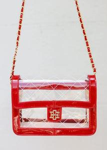 Quinn Red Patent Quilted Clear Bag