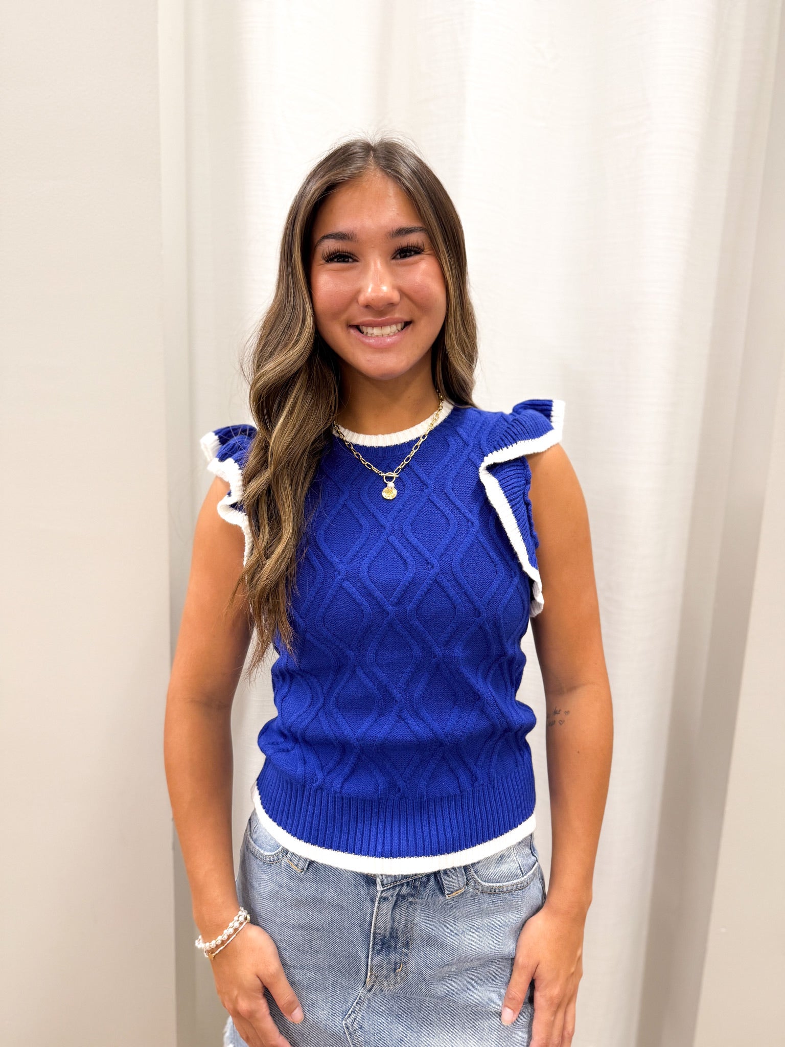 Statement Piece Royal Blue Cable Sweater