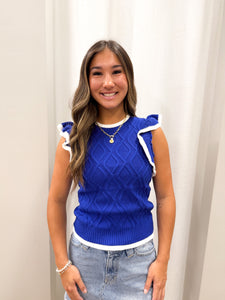 Statement Piece Royal Blue Cable Sweater