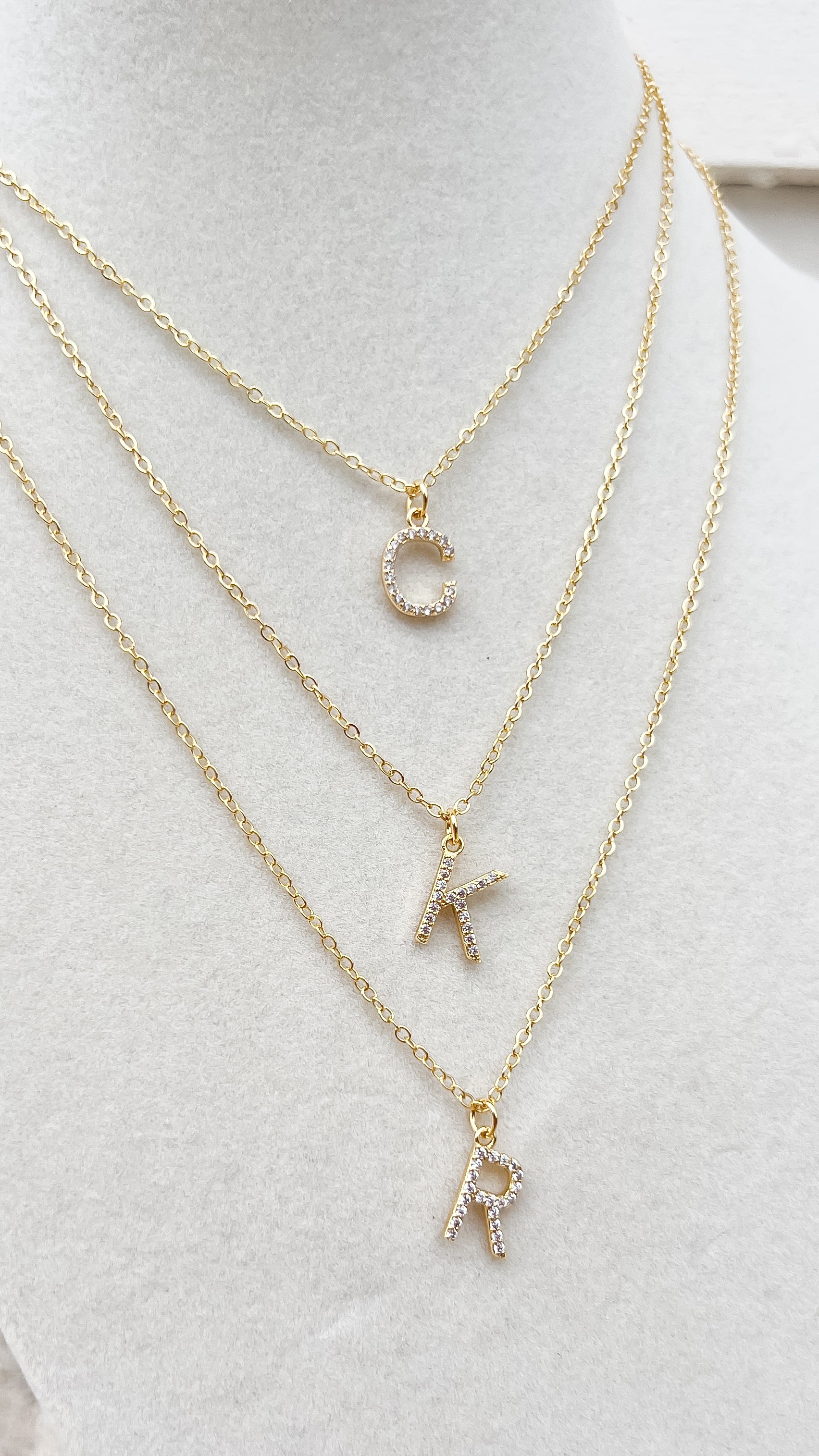 Pave Stone Initial Necklace