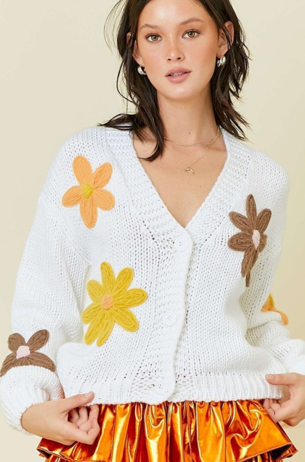 Giving Fall Feels Flower Embroidered Cardigan