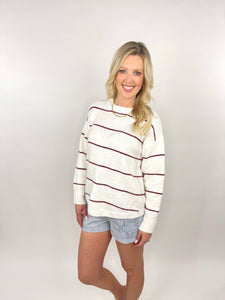 Cozy and Basic Striped Long Sleeve Sweater