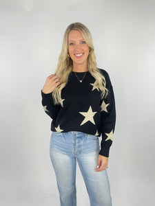 Star Pattern Black Sweater