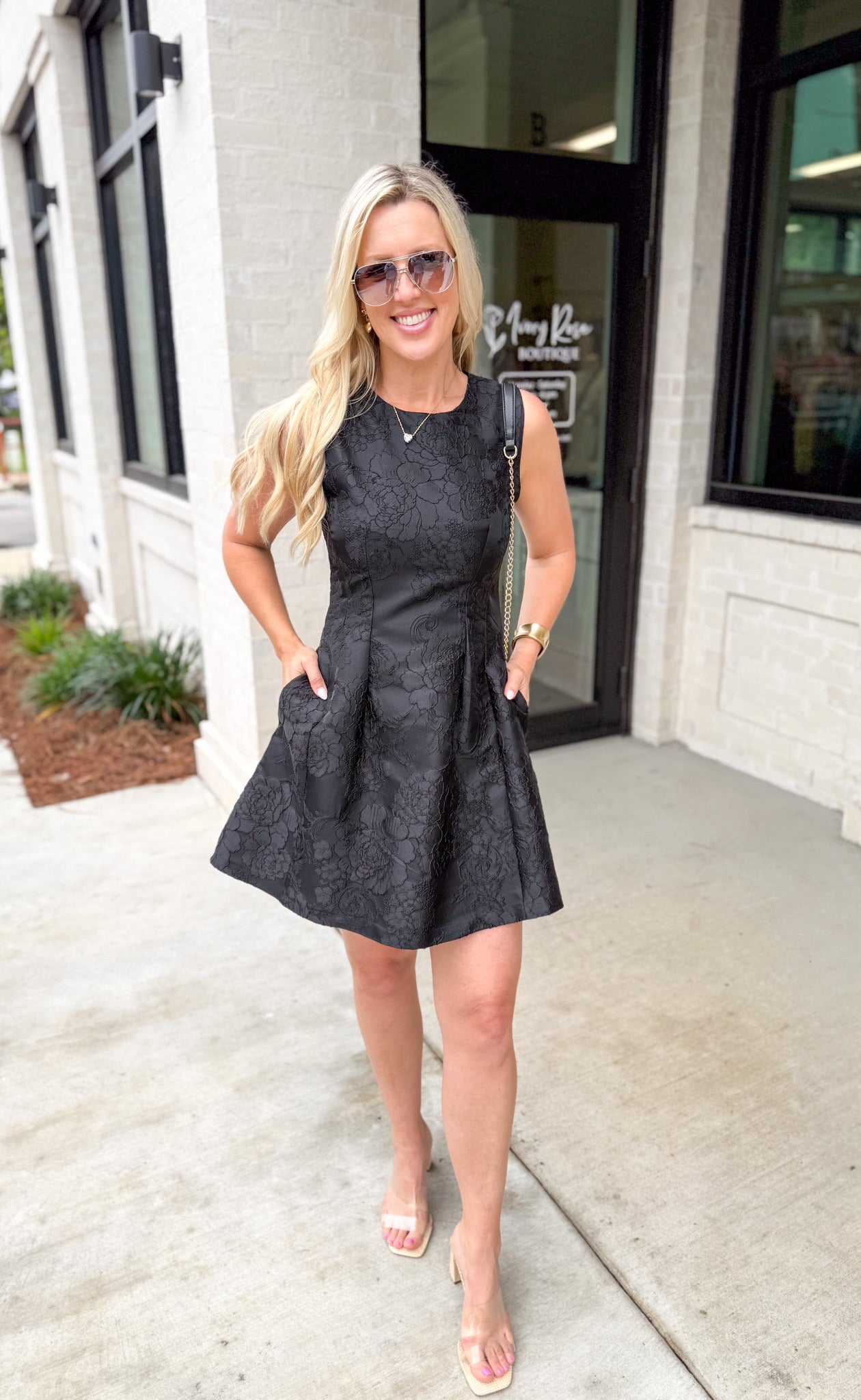 Garden Of Roses Black Lace Fit And Flare Dress