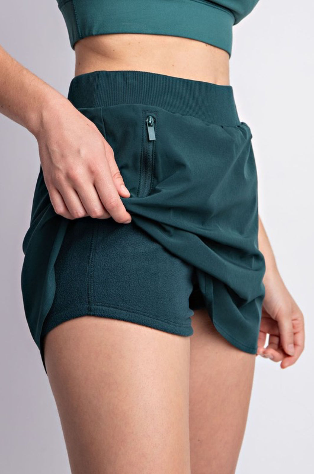 Pushing Forward Green Fleece Lined Skort