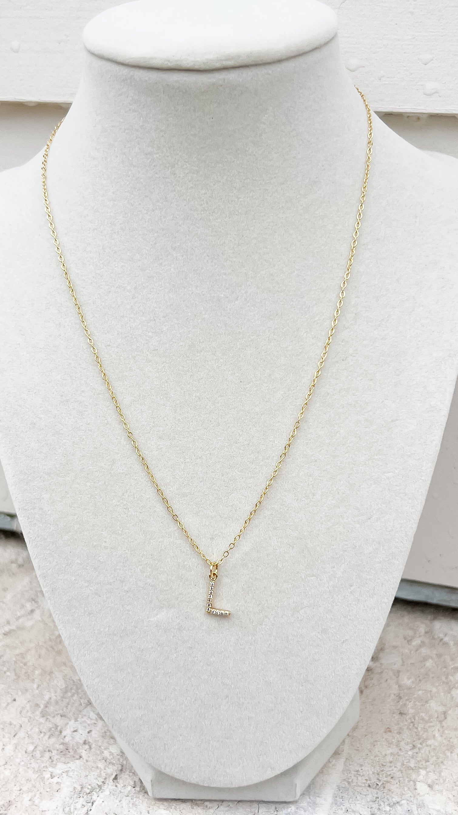 Pave Stone Initial Necklace